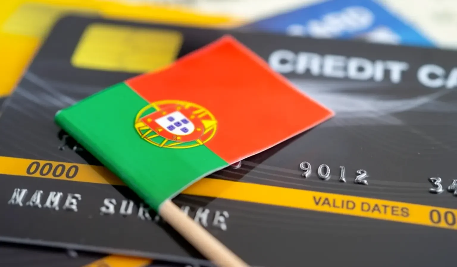 Carte de crédit avec le drapeau du Portugal