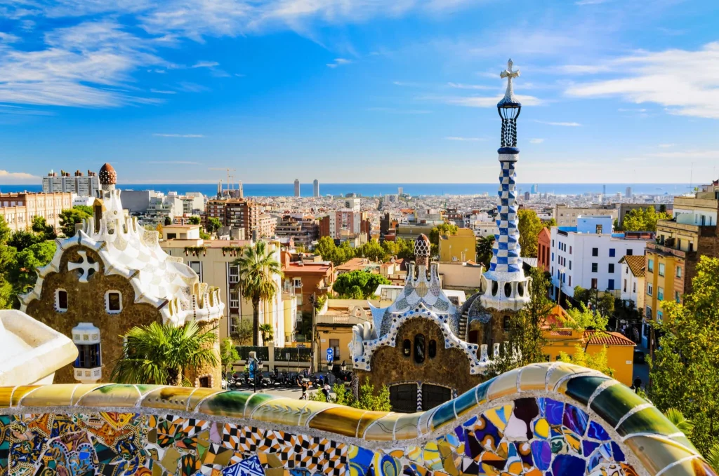 A stunning view of Park Güell in Barcelona, a city renowned for its vibrant culture and home to some of the best Spanish universities.