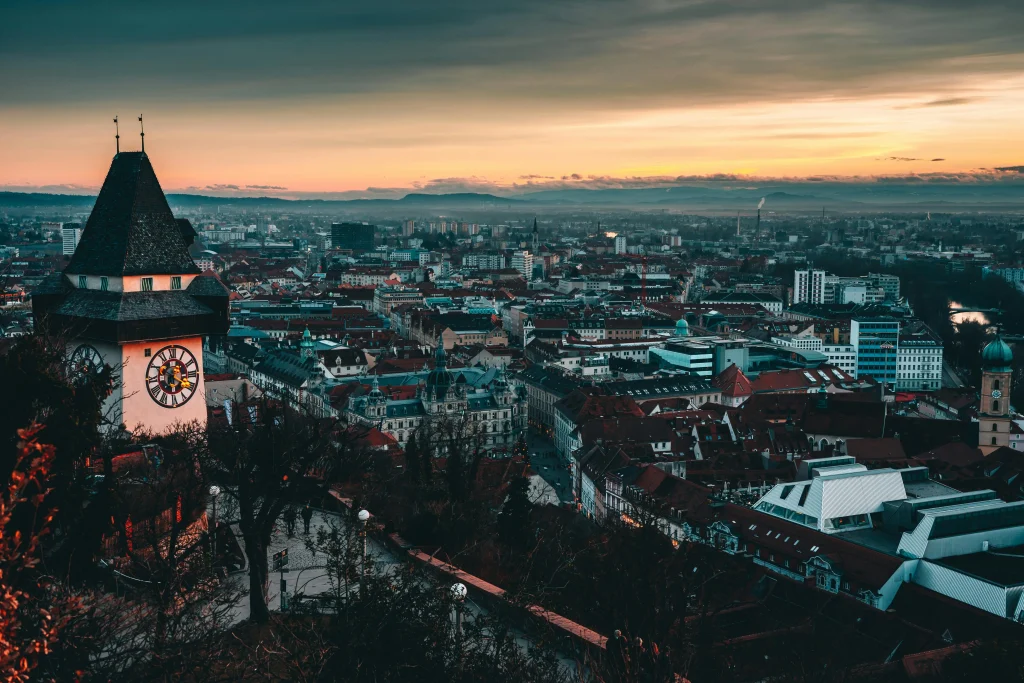 Cityscape of Garz, with the Schlossberg Hill watches over the city - Discover the best places to visit in Austria