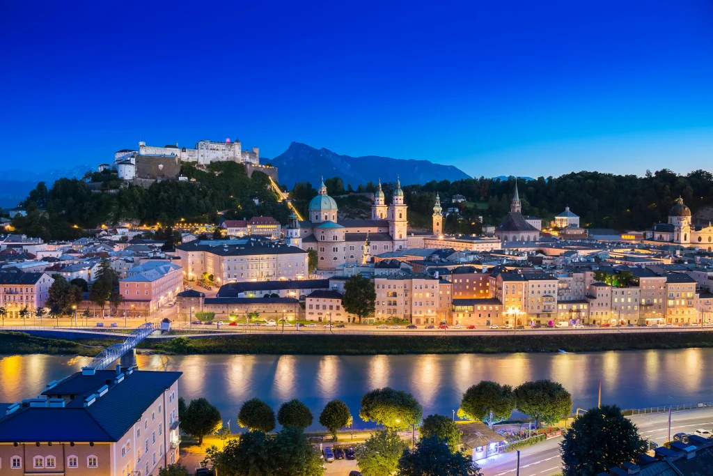 incredible view on Salzburg's landscape and his castle surounding the city