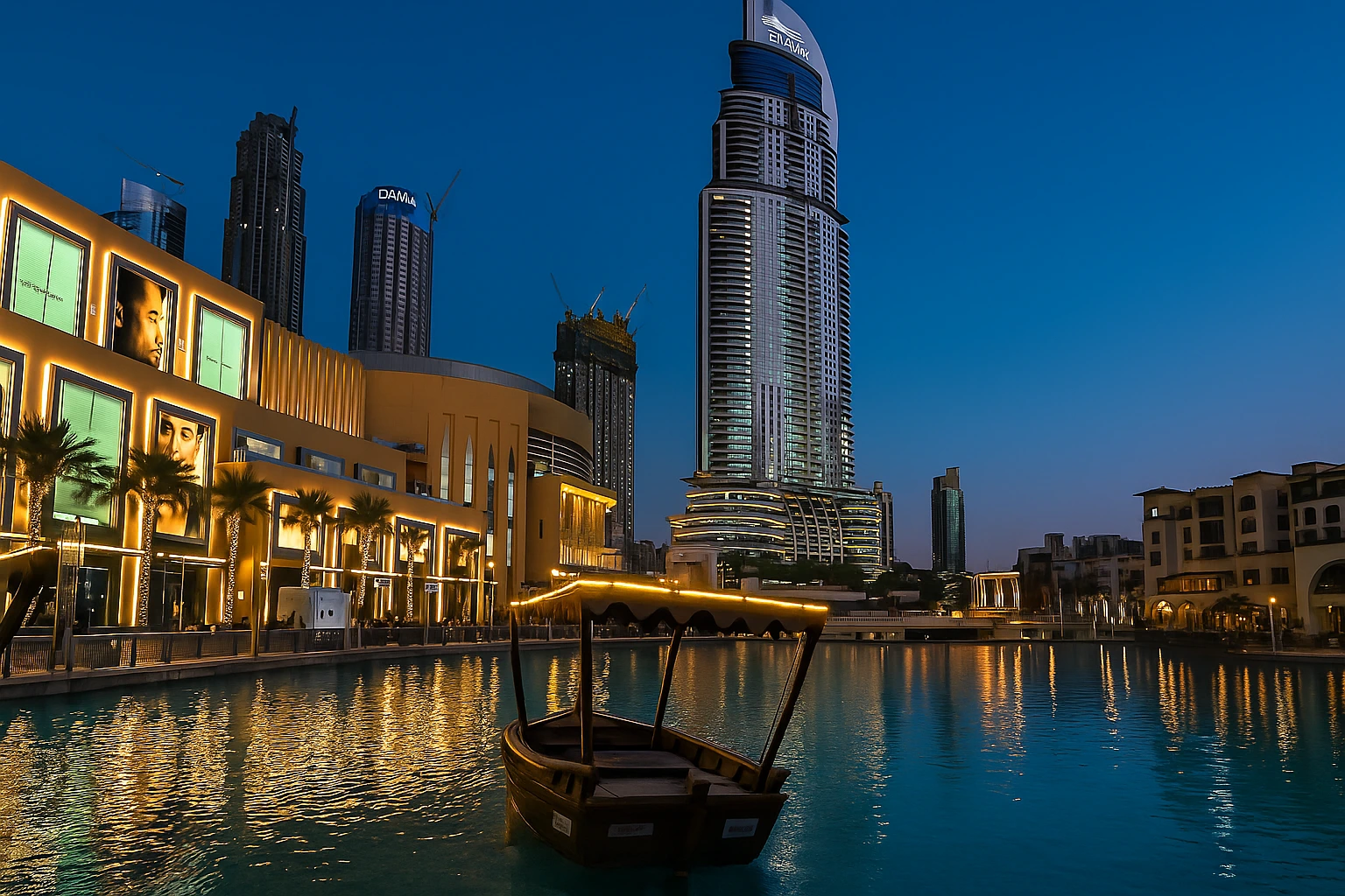 Vue du centre-ville de Dubaï au coucher du soleil, illustrant le coût de la vie à Dubaï entre luxe et modernité.