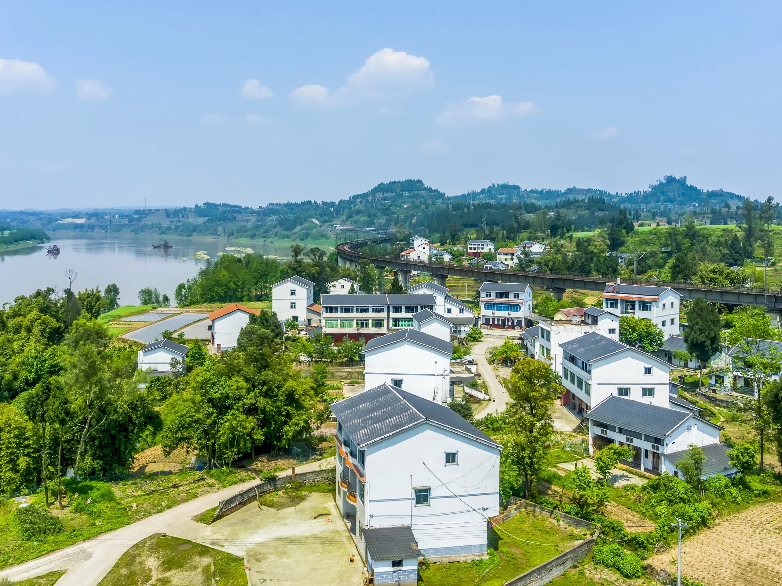 Residential neighborhood in Vietnam with modern houses surrounded by greenery, typical of the suburban areas where students live.